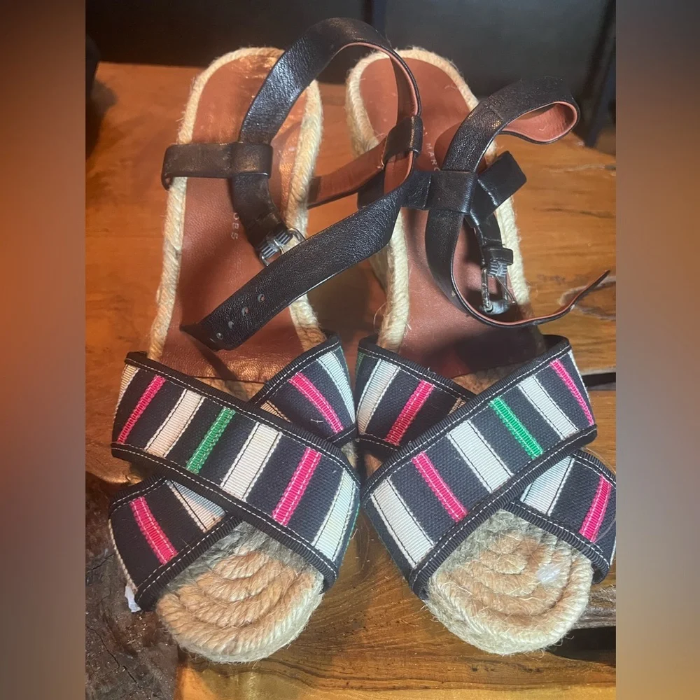 Marc by Marc Jacobs Striped Espadrille Wedge Sandals Size 40 (US 9.5)
